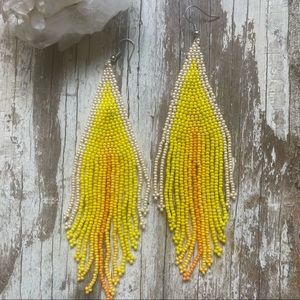 ☀️Free people yellow beaded boho earrings☀️